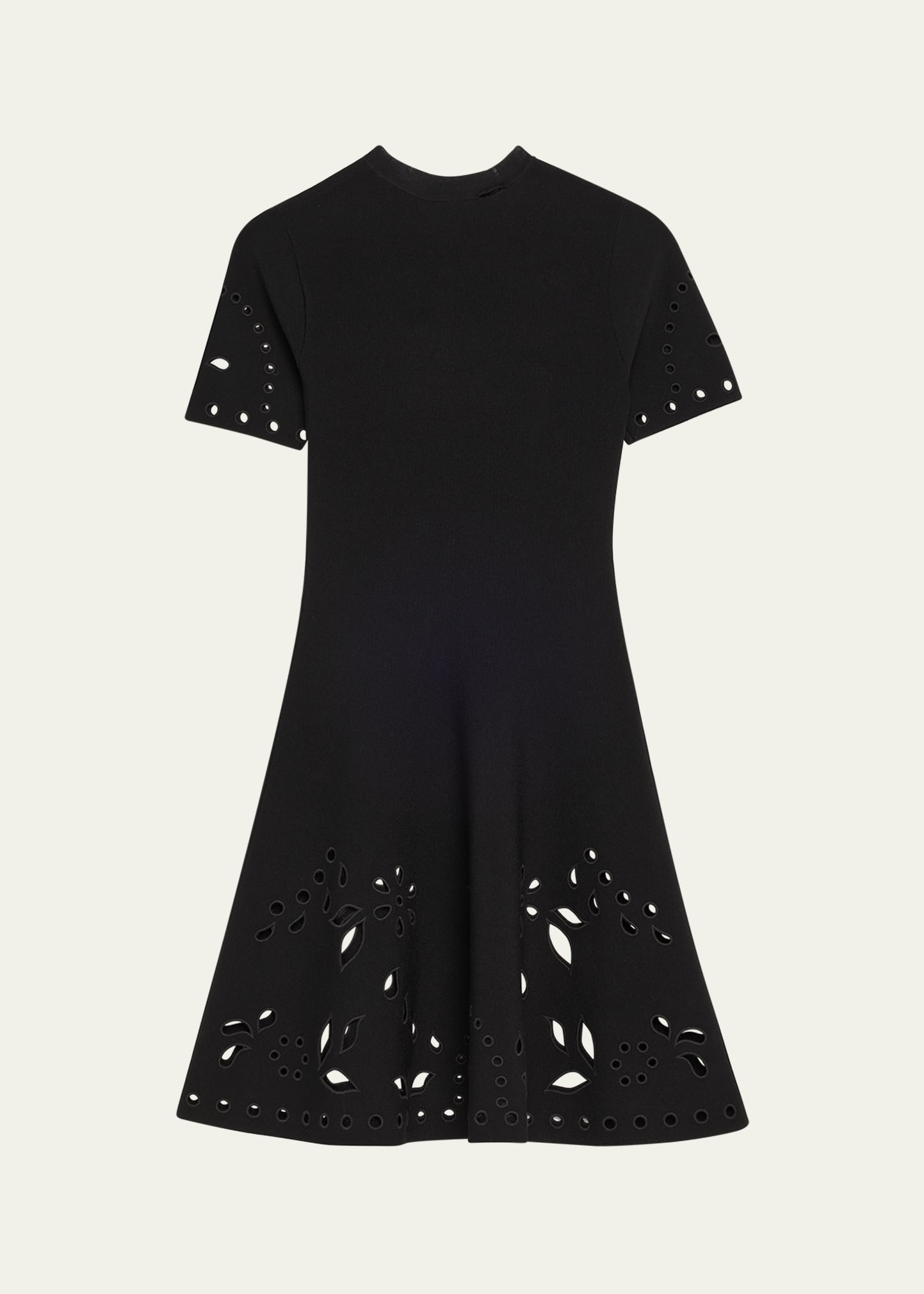 Fania Short-Sleeve Eyelet Mini Dress - 1