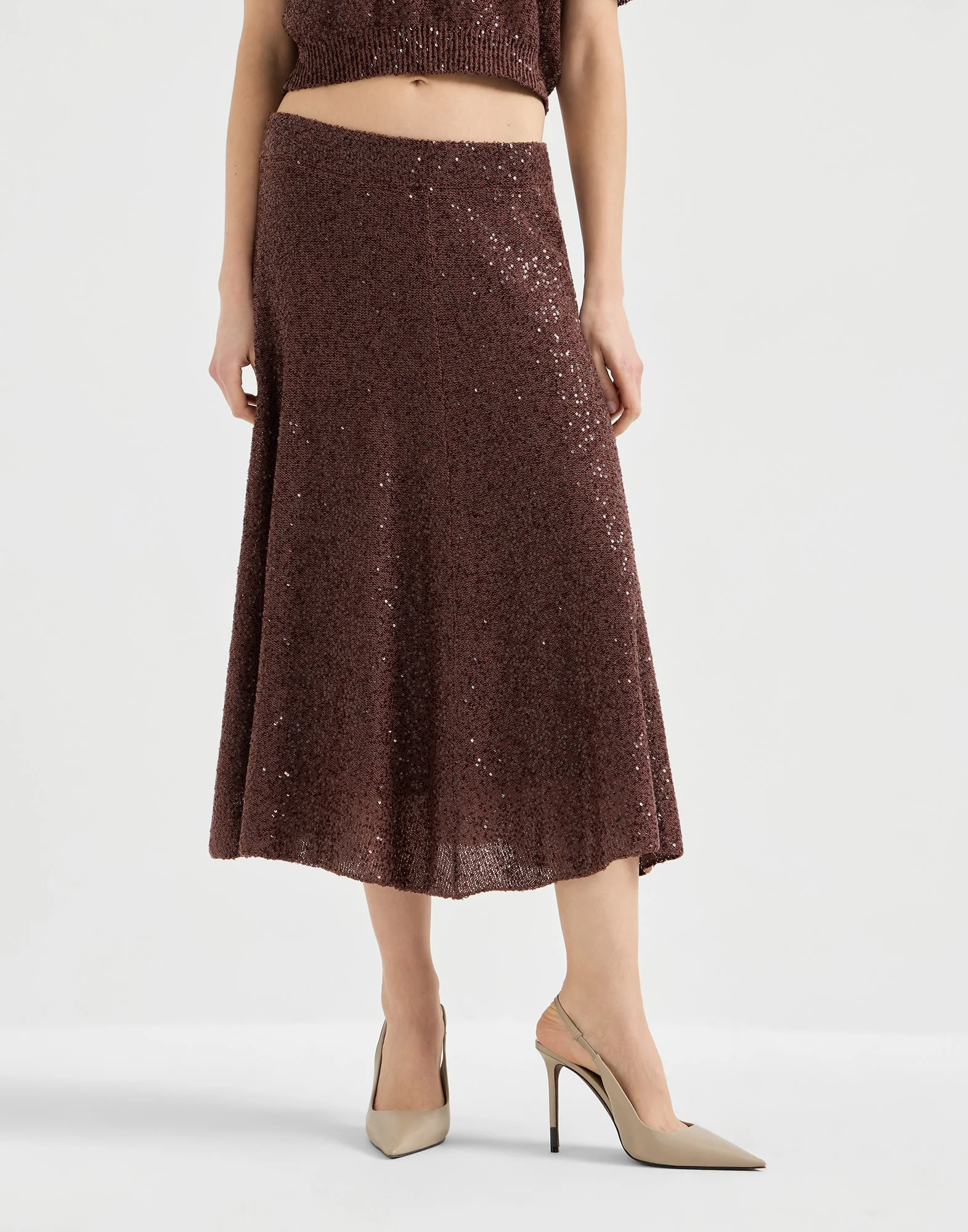 Linen, cashmere and silk dazzling texture knit skirt - 1