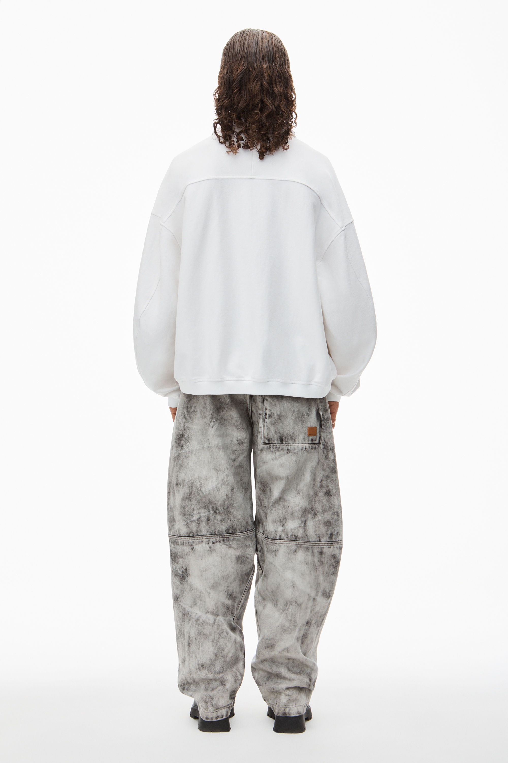 puffed logo oversized polo top in cotton - 4