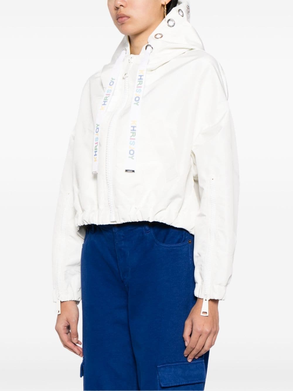 hooded cropped windbreaker - 3