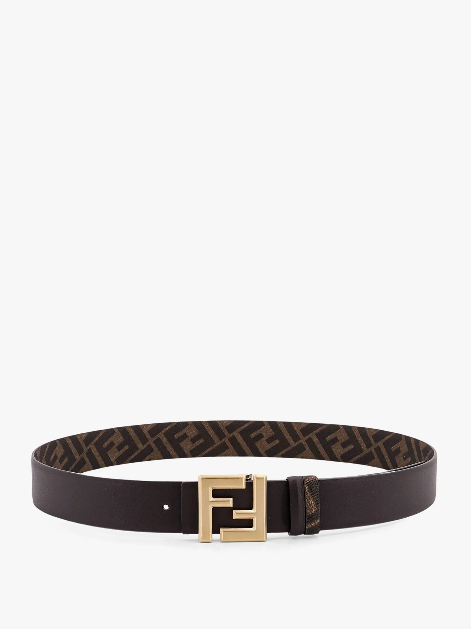 Fendi Squared Ff Reversible Leather And Ff Canvas Belt - 1