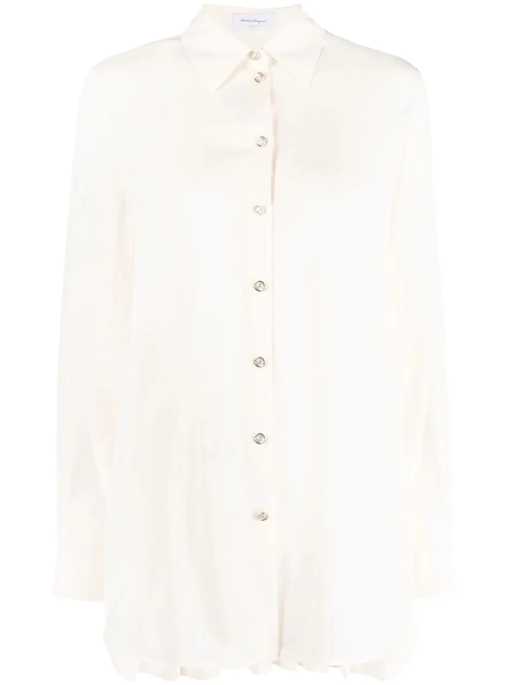 pleat-detail long-sleeve shirt - 1