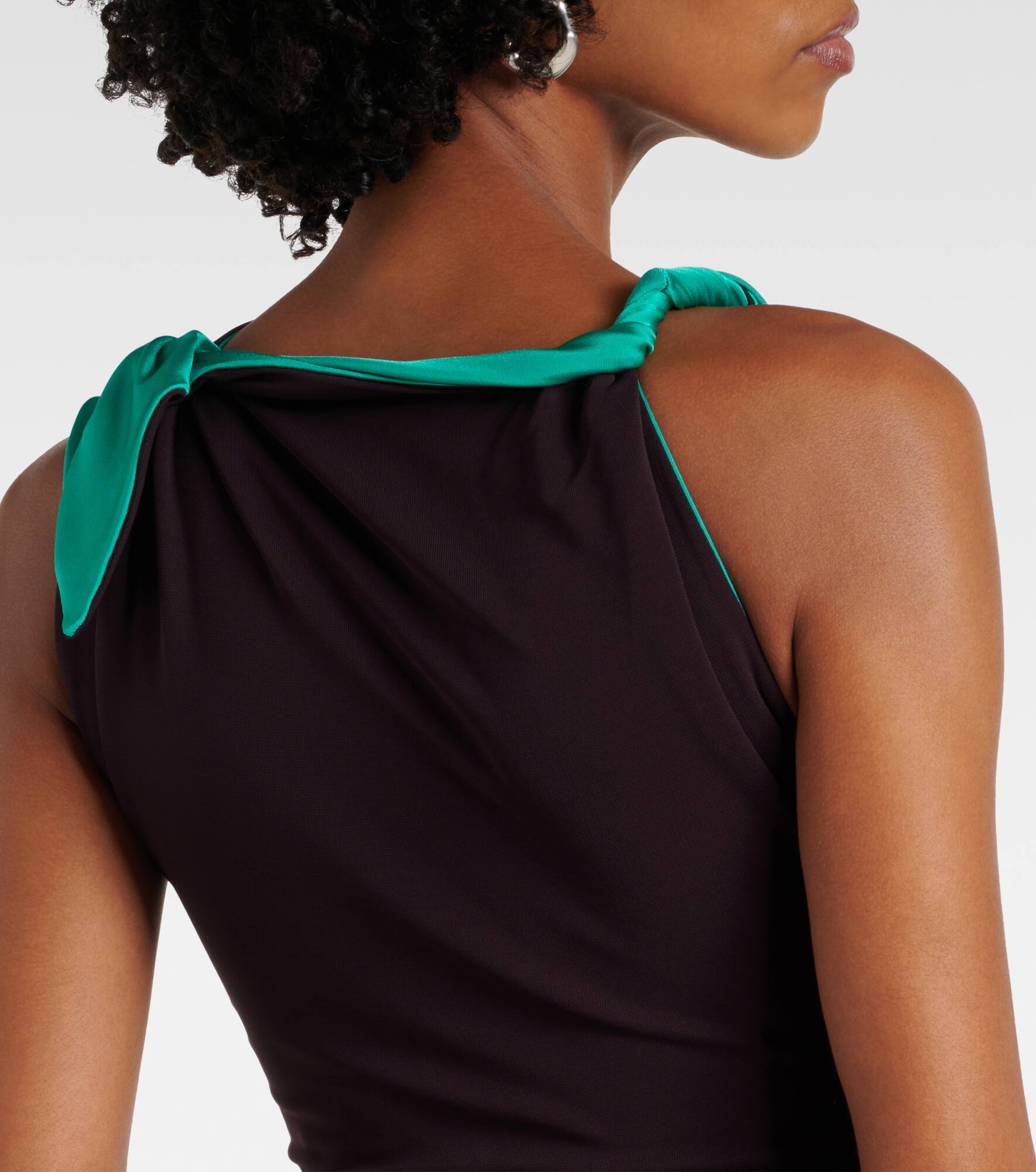 Asymmetric draped jersey midi dress - 5
