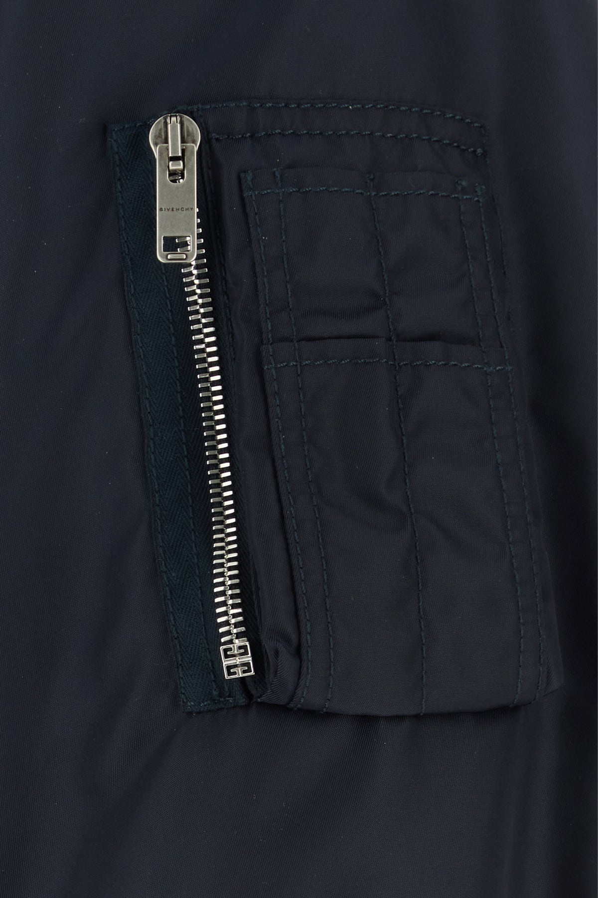 Navy blue nylon bomber jacket - 3