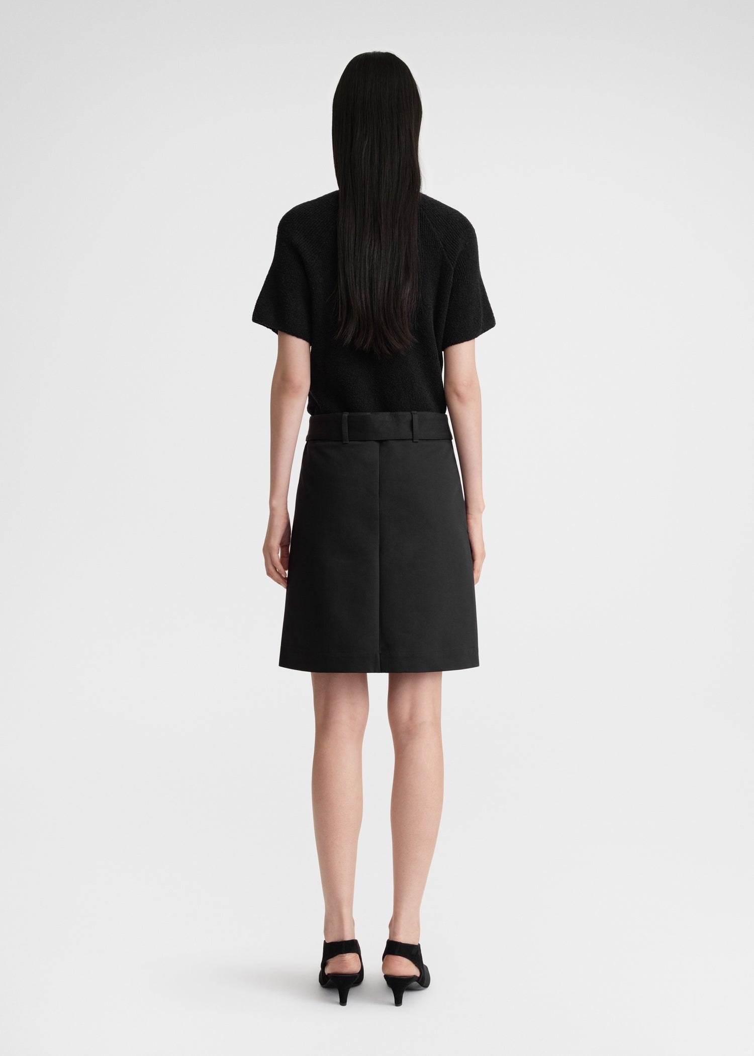 Cotton trench skirt black - 4