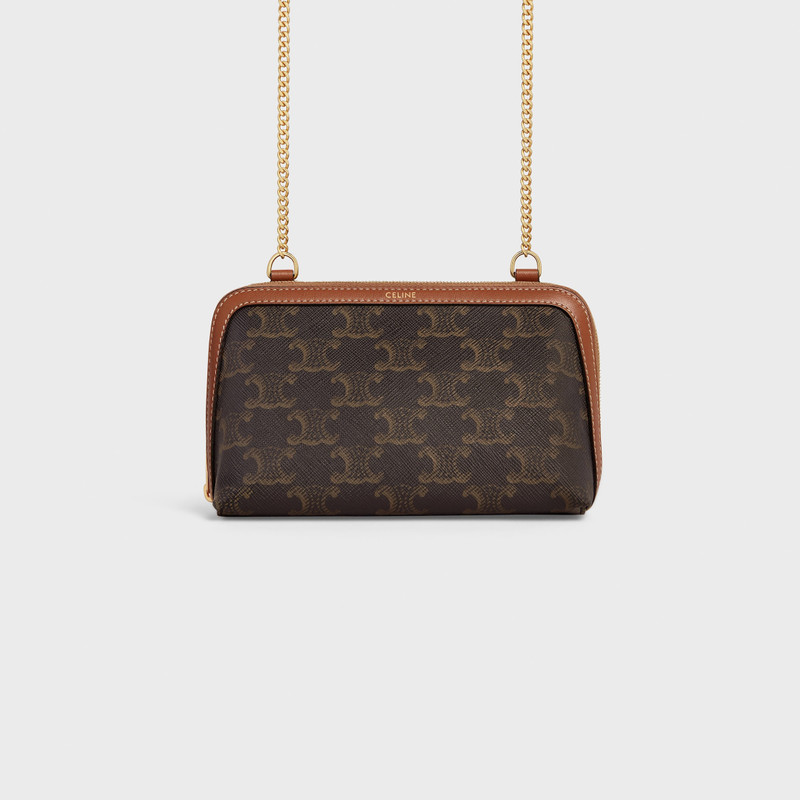 Clutch with Chain in Triomphe canvas and Lambskin 1