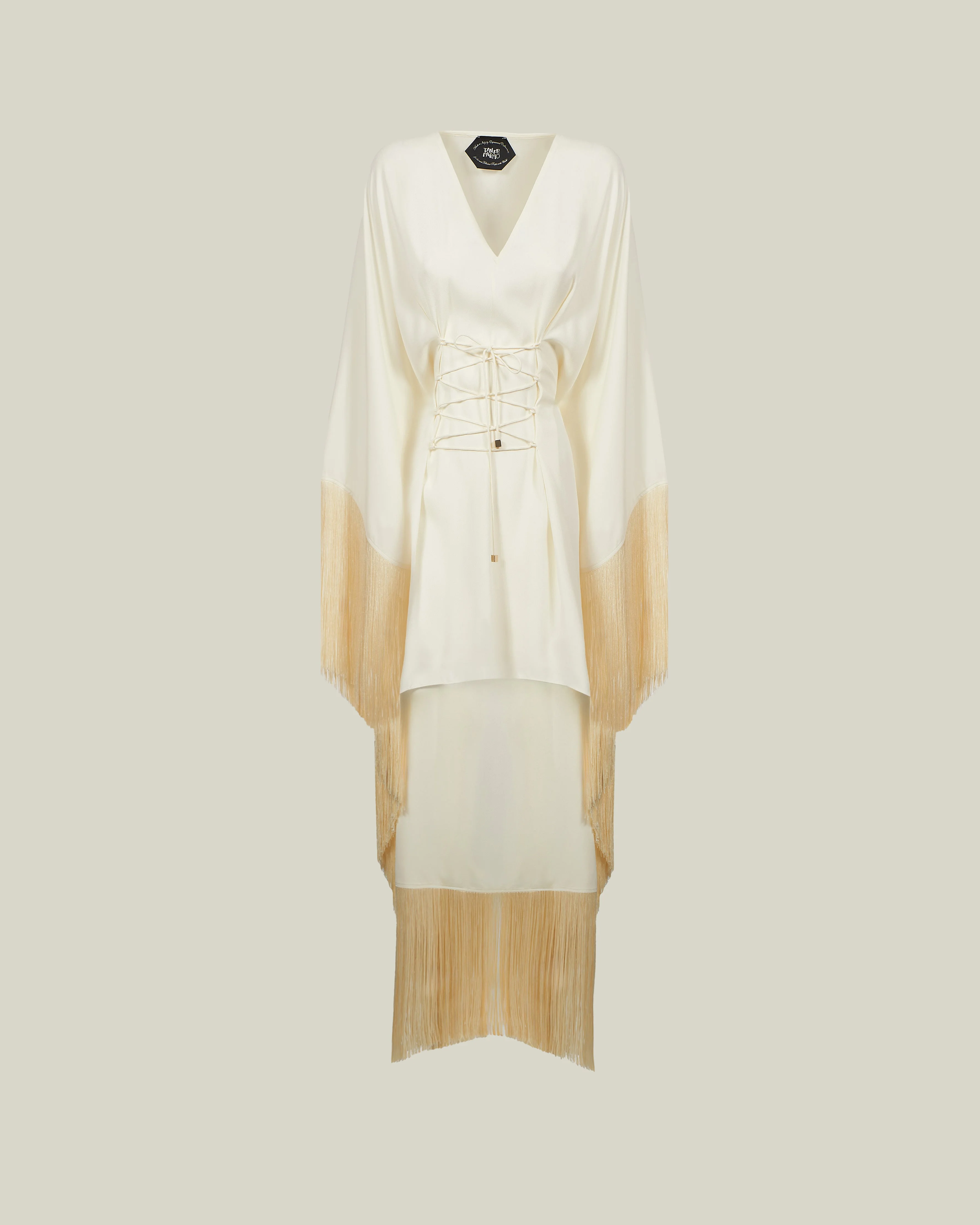 Fringed Mini Sierra Kaftan in Ivory - 1
