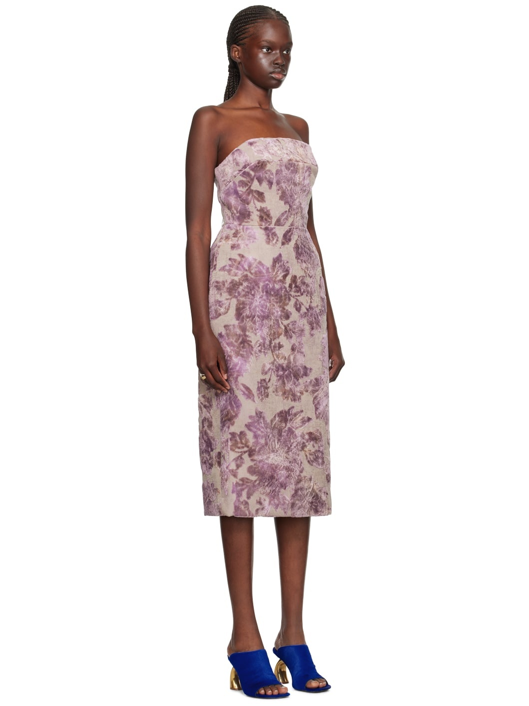 Purple Floral Midi Dress - 2