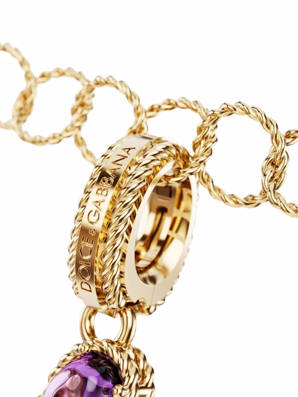 18kt yellow gold multi-stone M initial pendant - 2