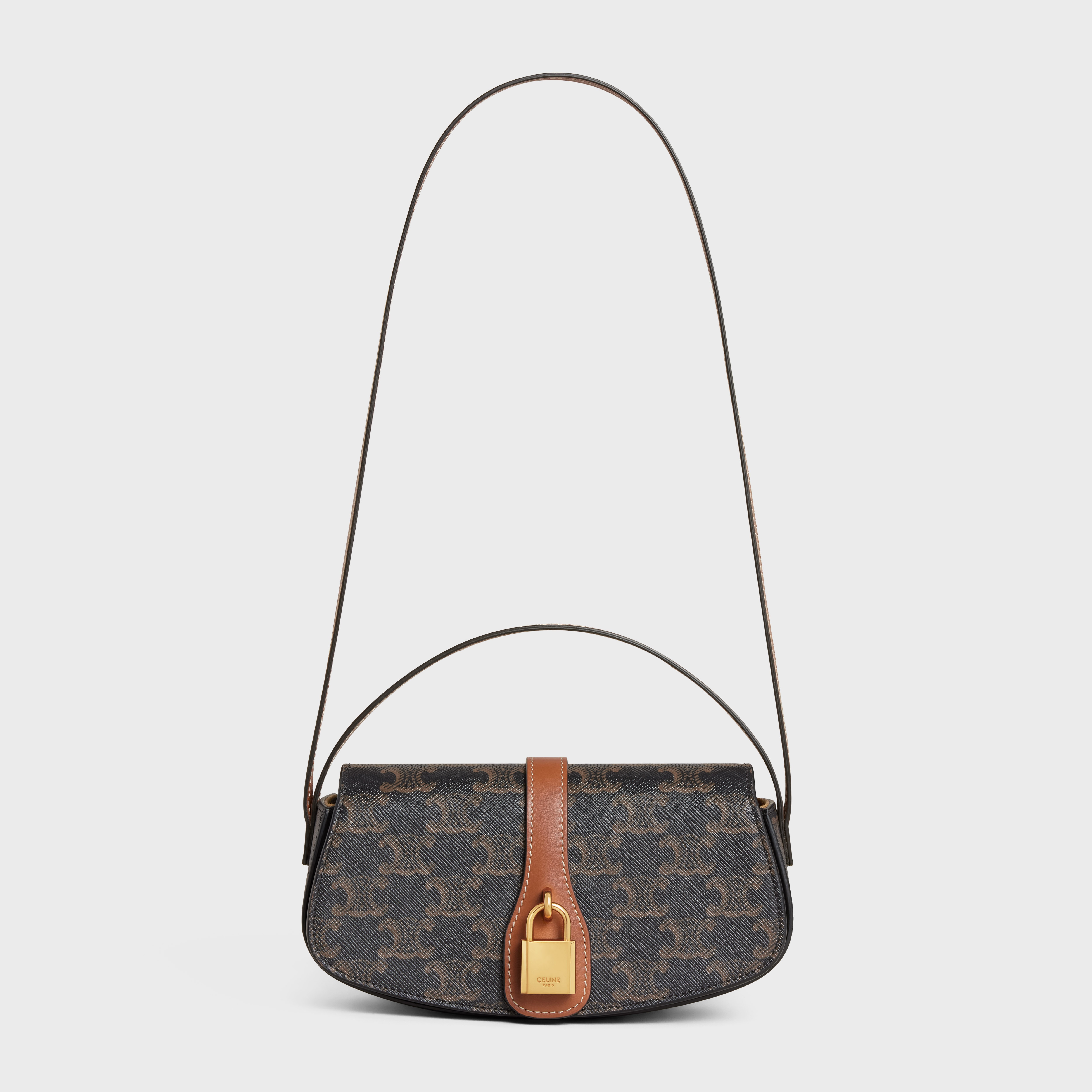CELINE CLUTCH ON STRAP TABOU in Triomphe canvas and calfskin