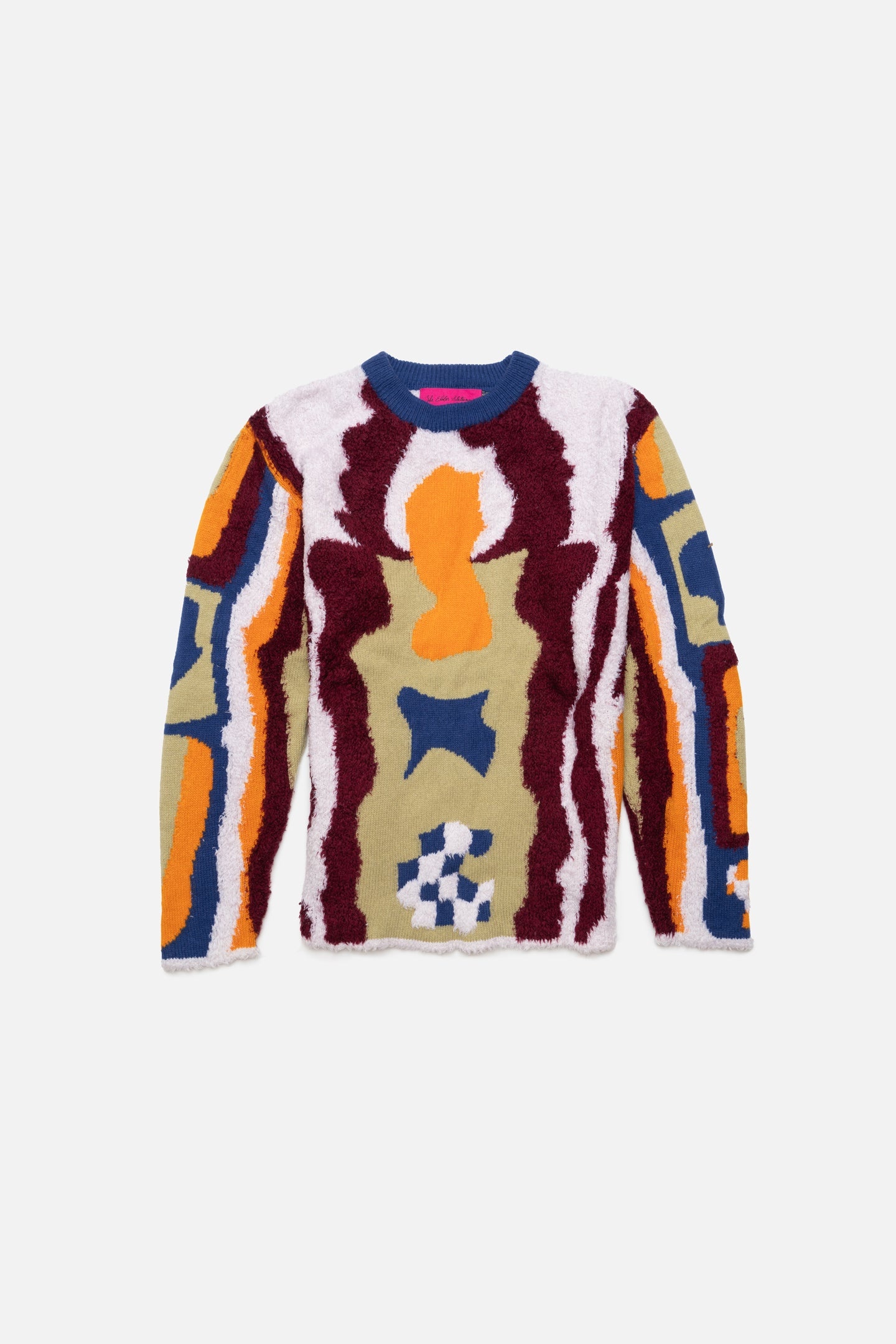 RAISED KNIT CASHMERE SILK OVERSIZED CREW - 1