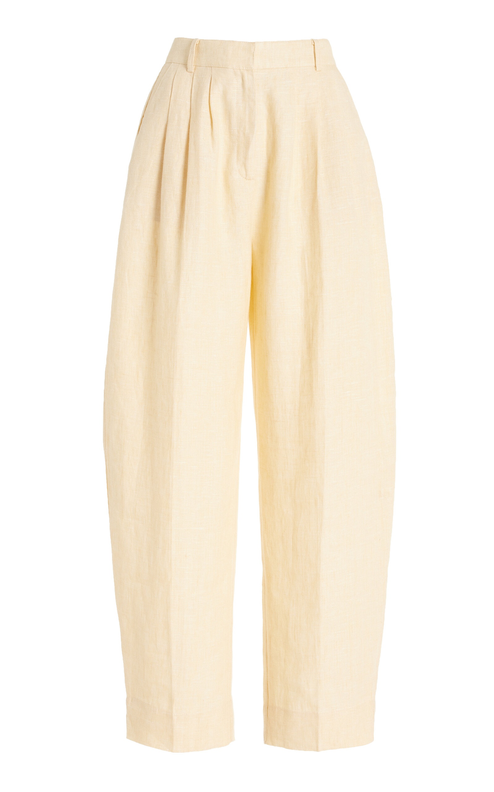 Rio Pleated Linen Tapered Pants yellow - 1