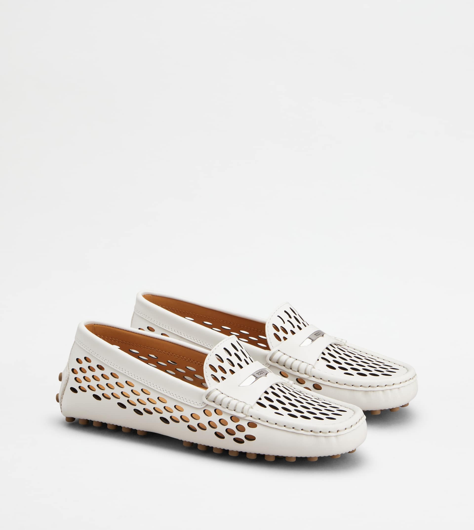 GOMMINO DRIVING SHOES IN LEATHER - WHITE - 3
