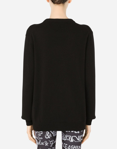 Dolce & Gabbana Cashmere sweater with DG heart intarsia and pearl embellishment outlook