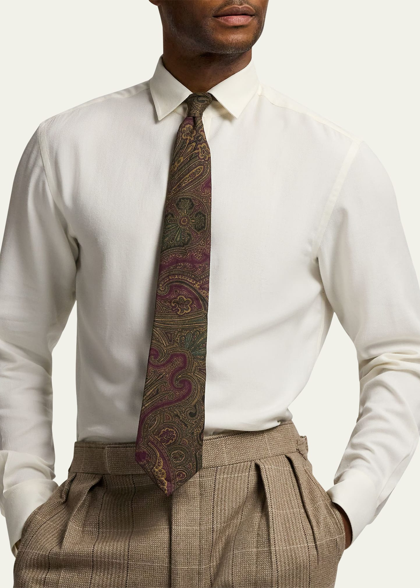 Men's Cotton Melange Herringbone Dress Shirt - 2