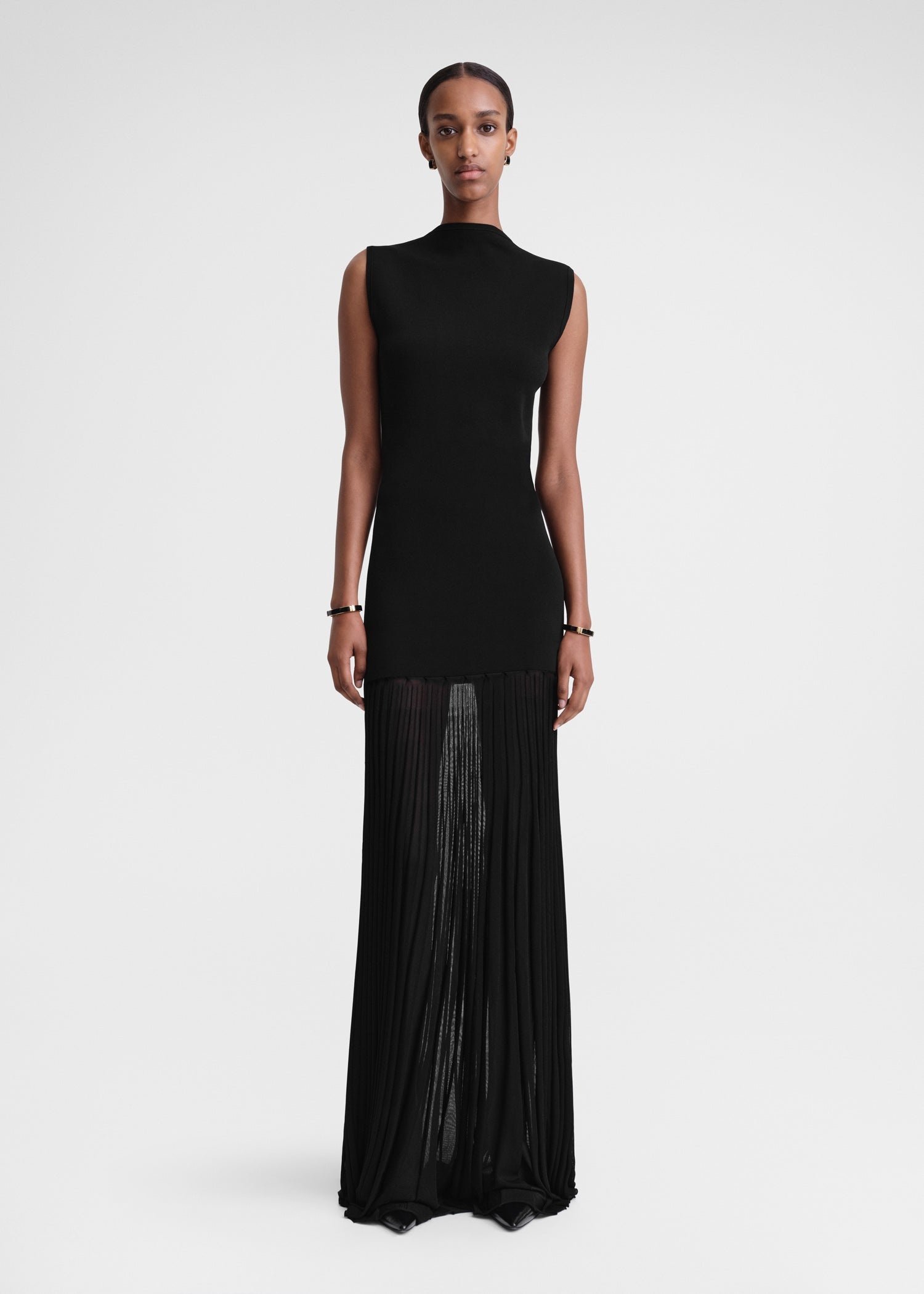 Plissé-knitted evening dress black - 2