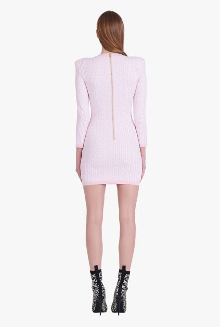 Short bicolor jacquard knit dress with Balmain monogram - 3