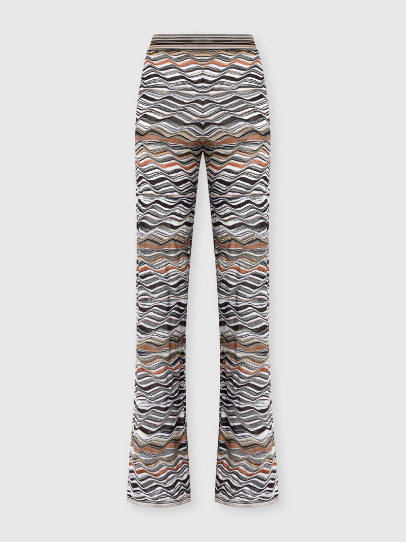 Straight Long Pants with Wave Pattern 1