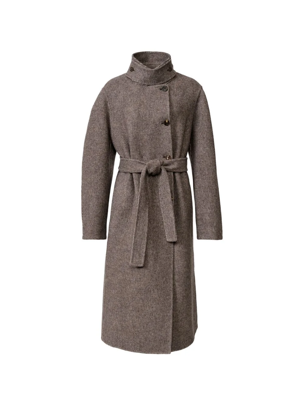 belted micro-check coat - 1