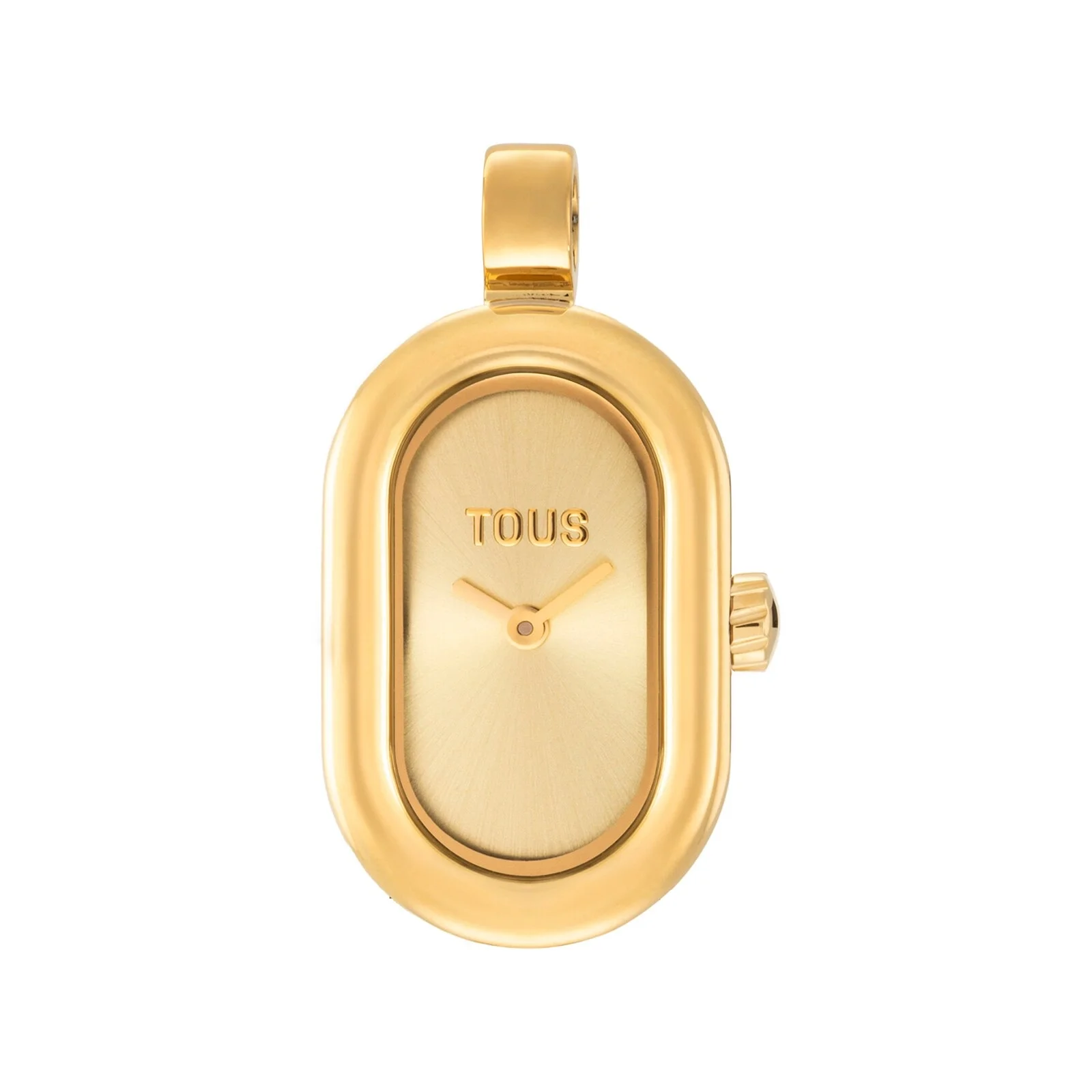 Gold-colored steel analog/digital pendant Watch Hold Oval - 1