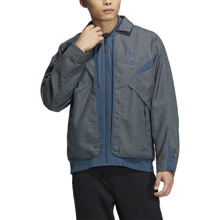 adidas WUJI Sports Casual Stitching Windproof Jackets 'Grey Teal' HY5846 - 2