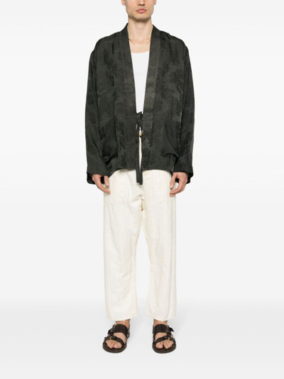 UMA WANG frayed striped tapered trousers outlook