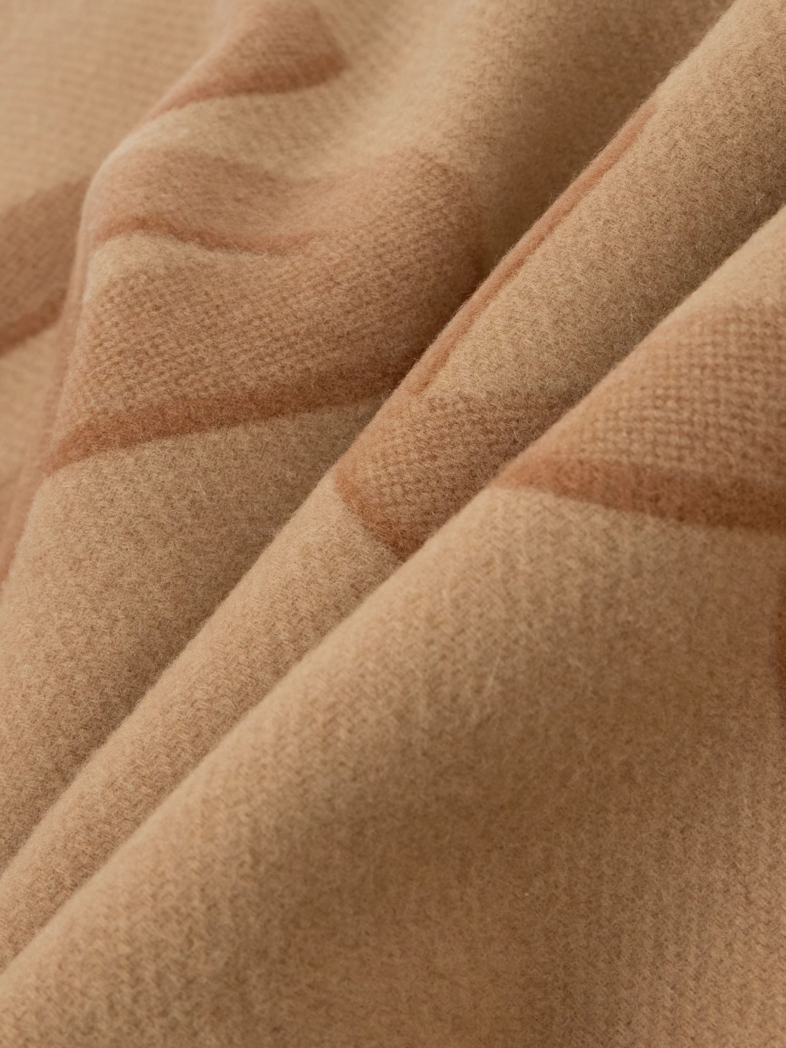 Fringed printed wool and cashmere-blend scarf Beige - 3