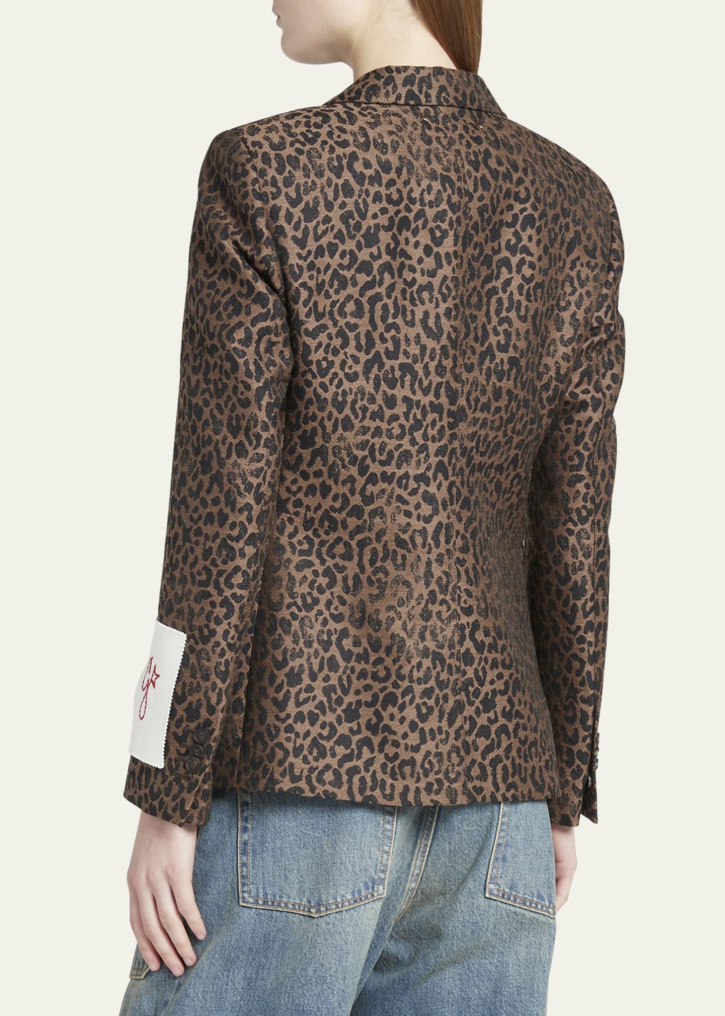 Leopard Jacquard Wool Blazer - 3