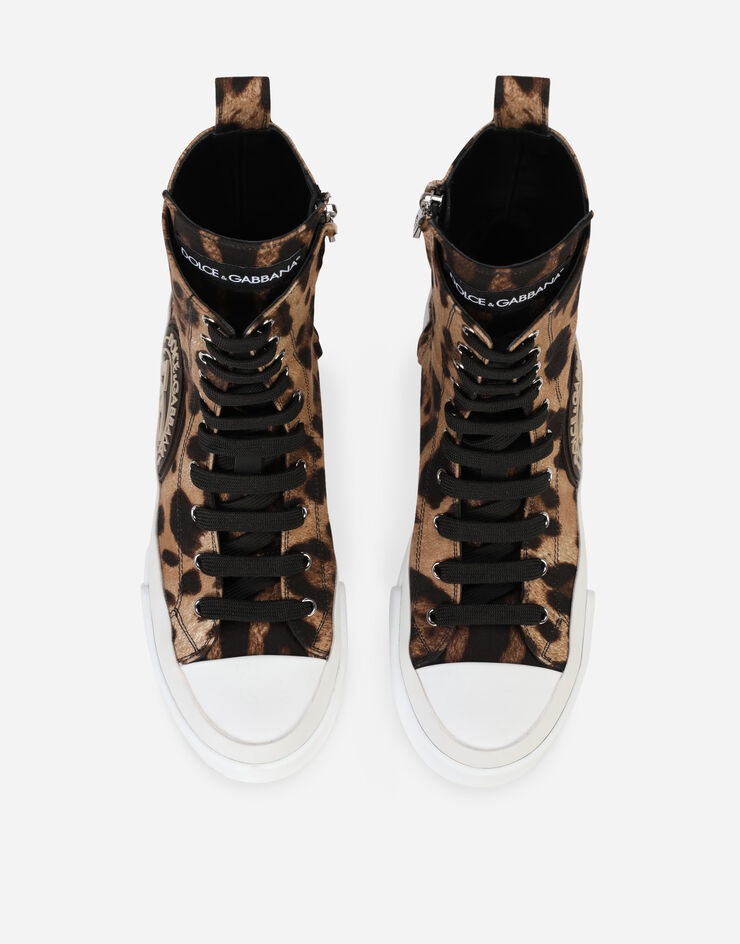 Cotton drill Portofino Light high-top sneakers with leopard print - 4