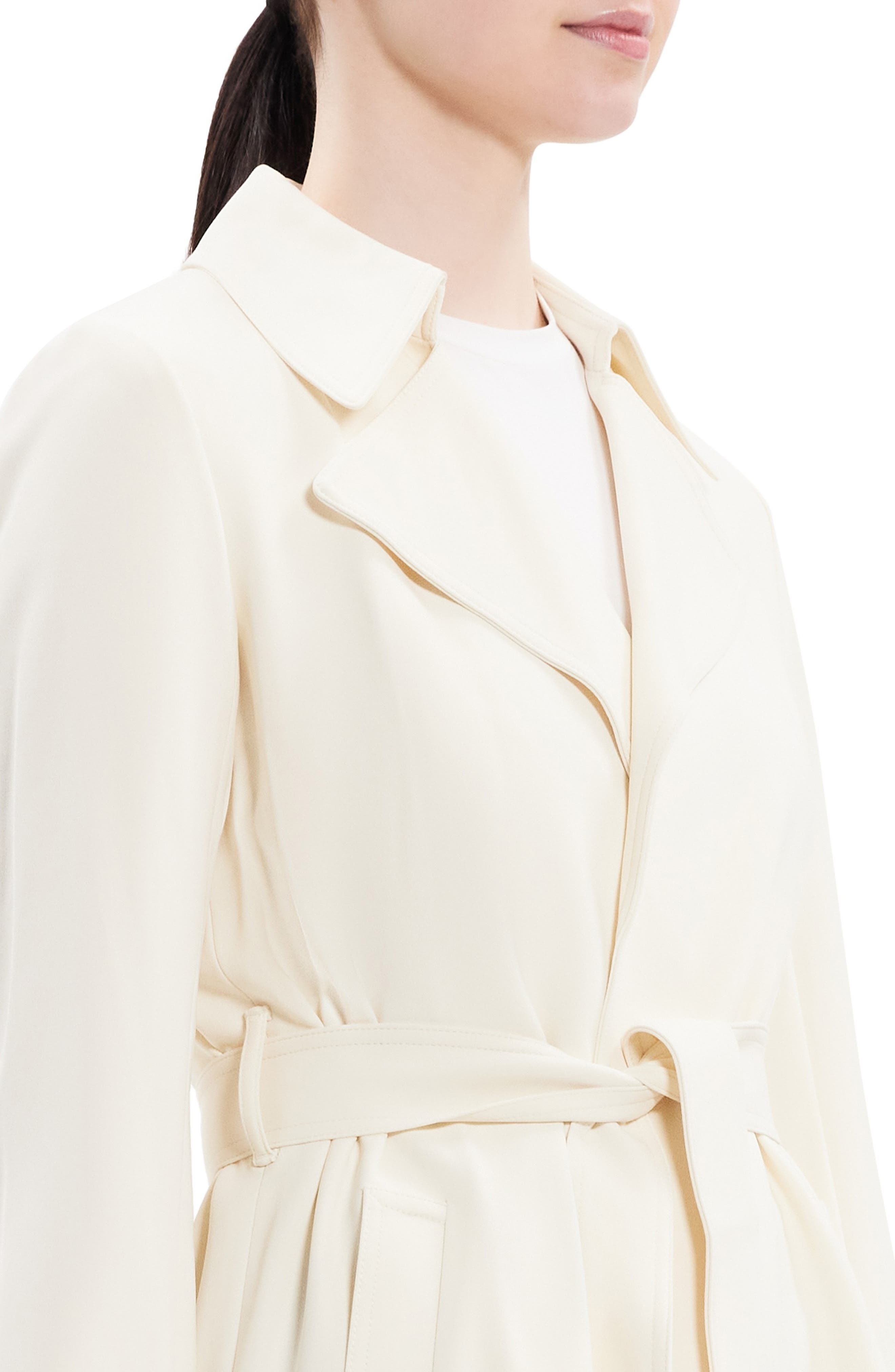Theory Oaklane Admiral Crepe Trench Coat in Rice at Nordstrom - 6