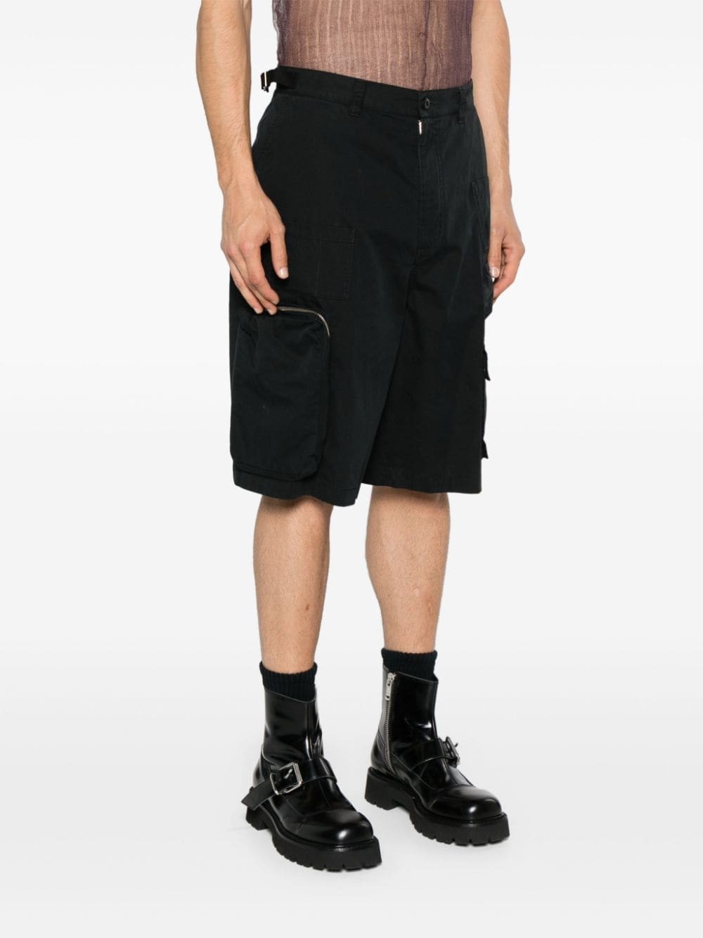 mid-rise cotton cargo shorts - 3