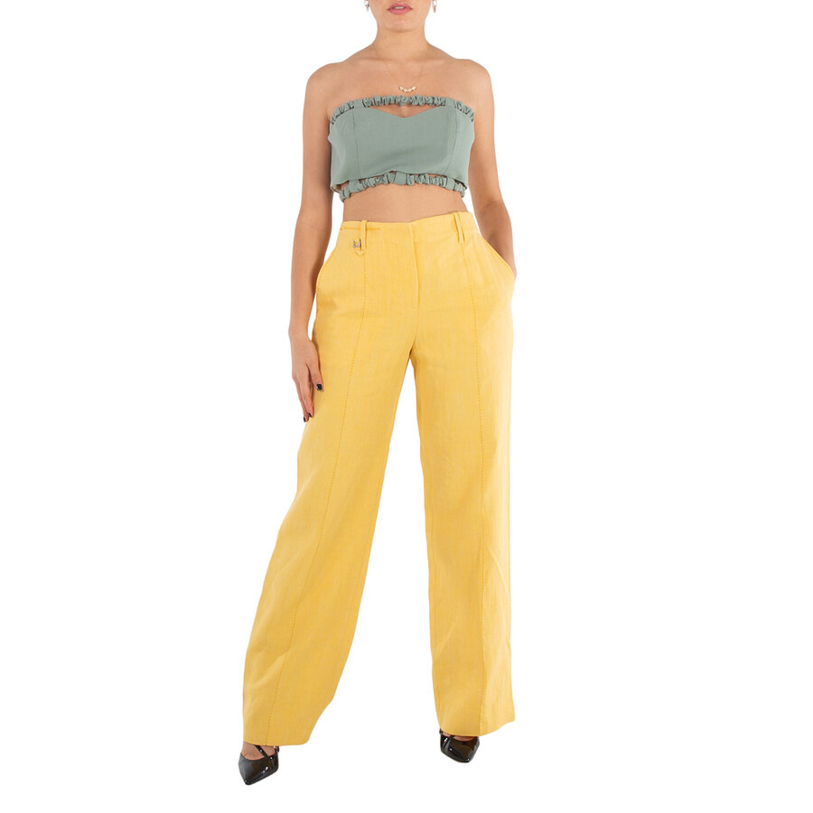 Ganni Ladies Green Bay Suiting Strapless Crop Top - 6