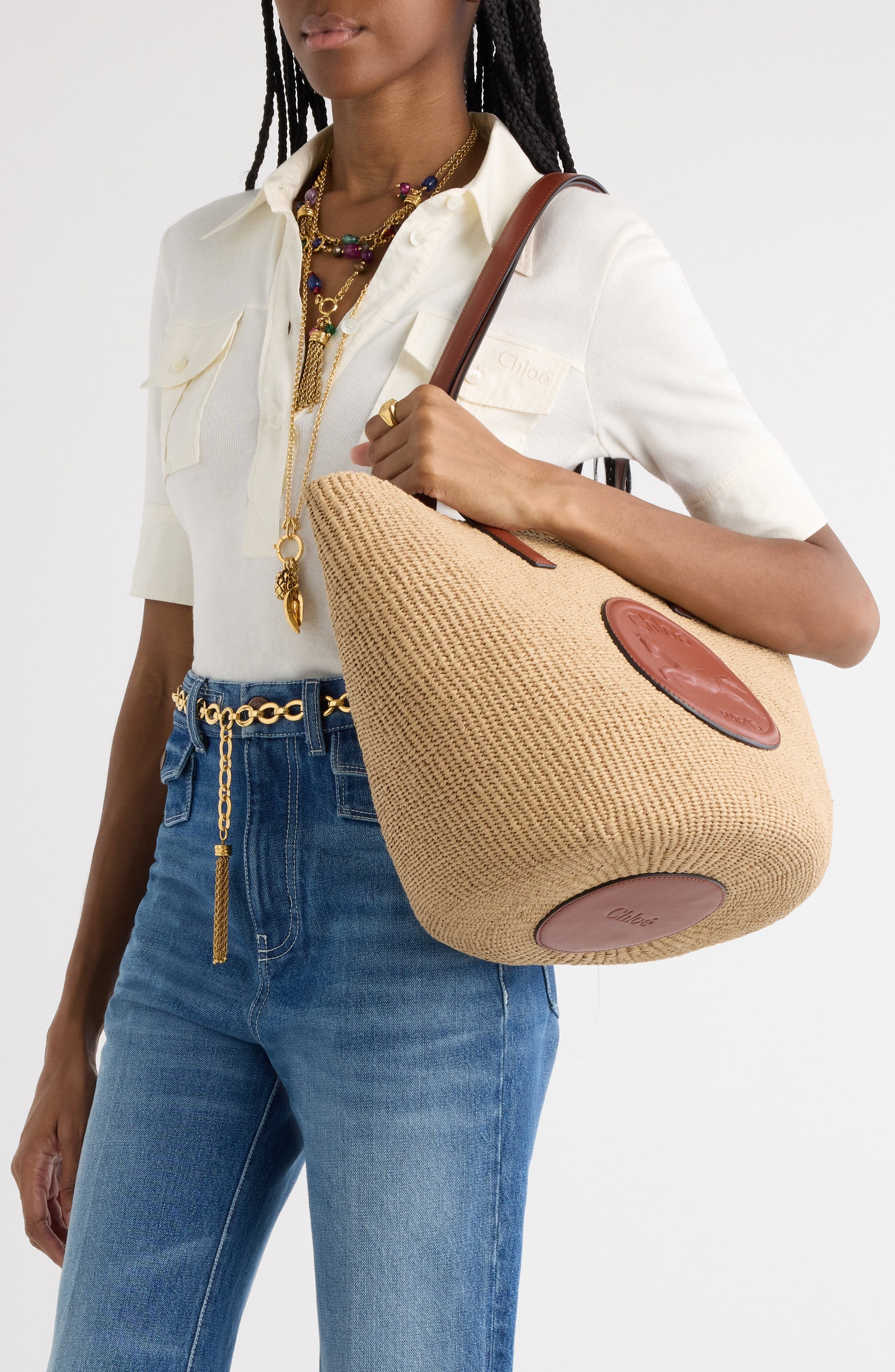 Chloé Large Horse Medal Basket Bag in 27S Sepia Brown at Nordstrom - 6