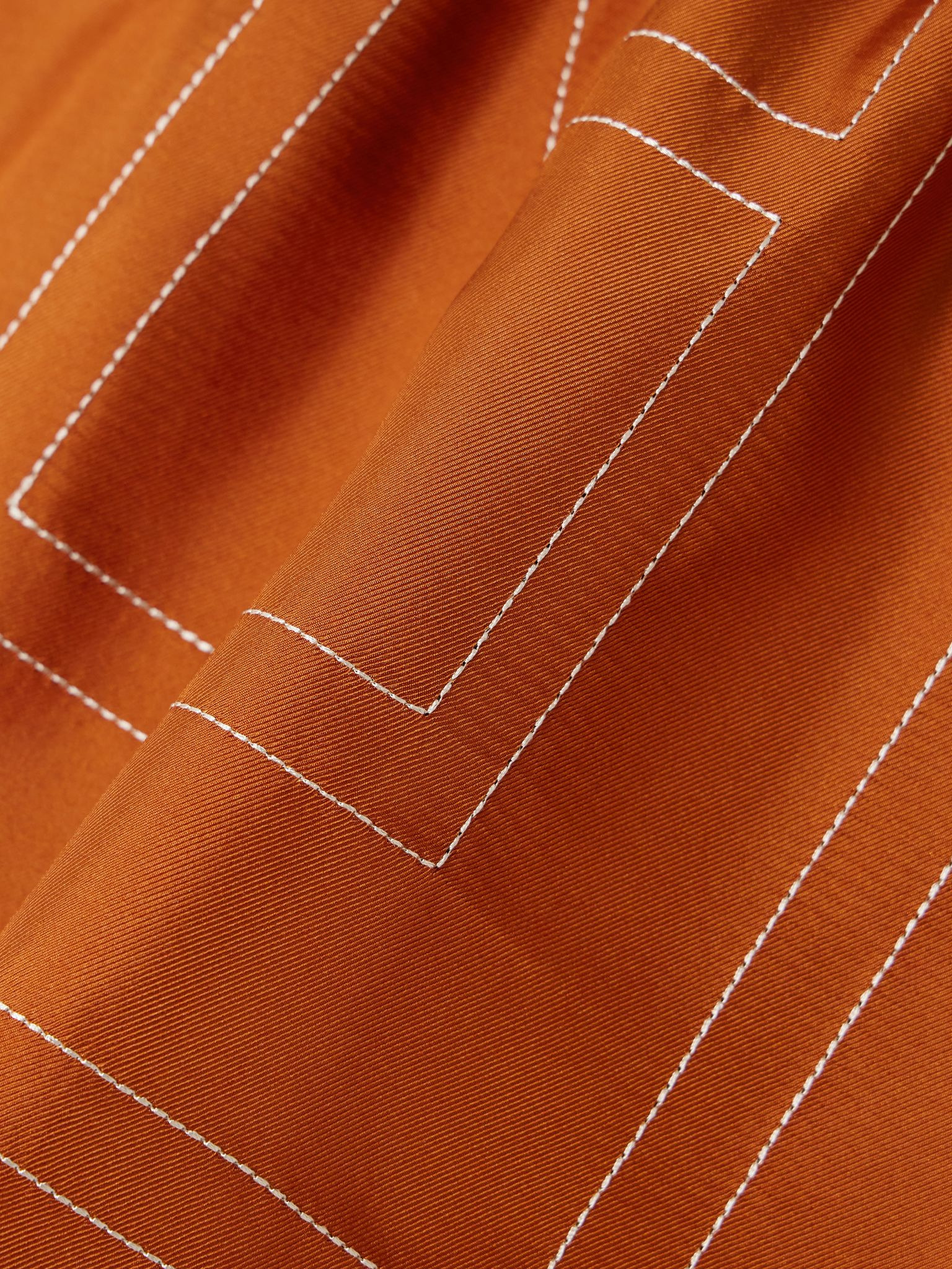 Embroidered silk-twill shorts Orange - 4