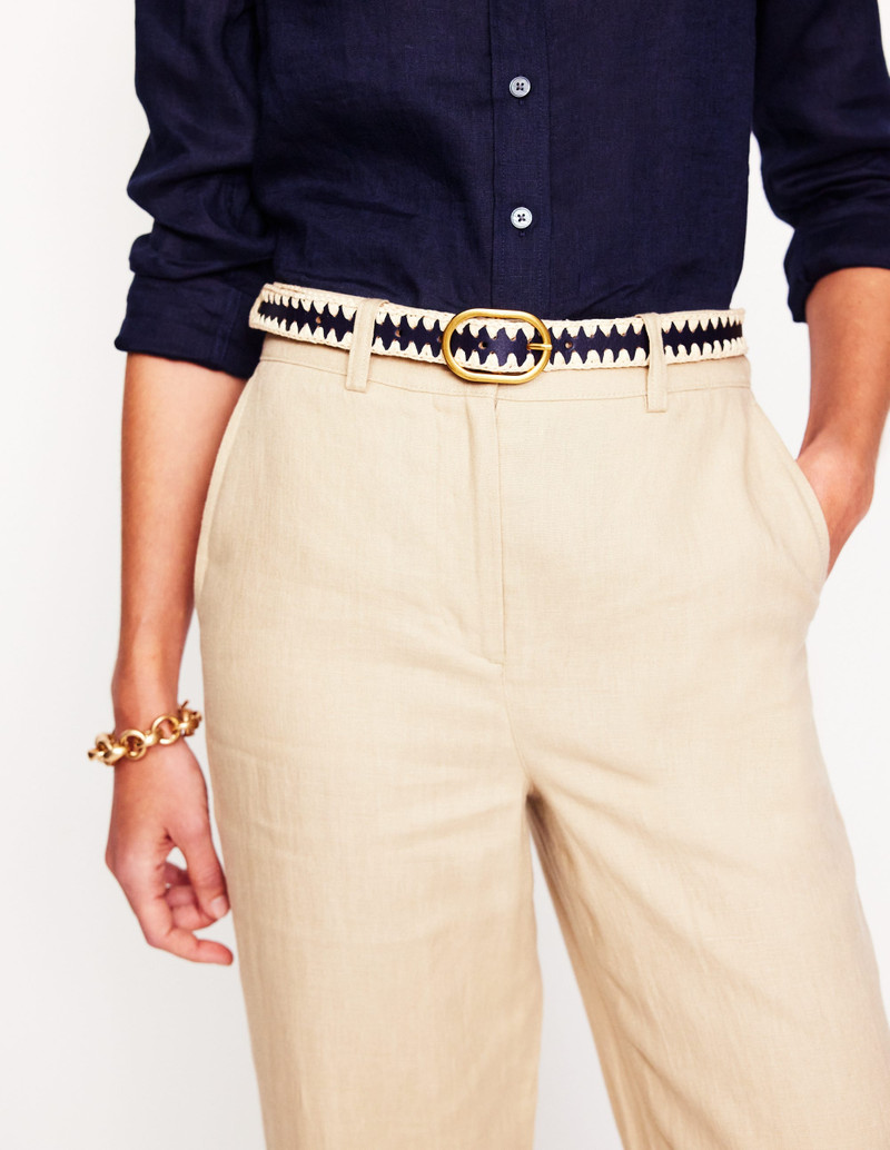 BODEN Whipstitch Classic Belt-Navy/Ivory outlook