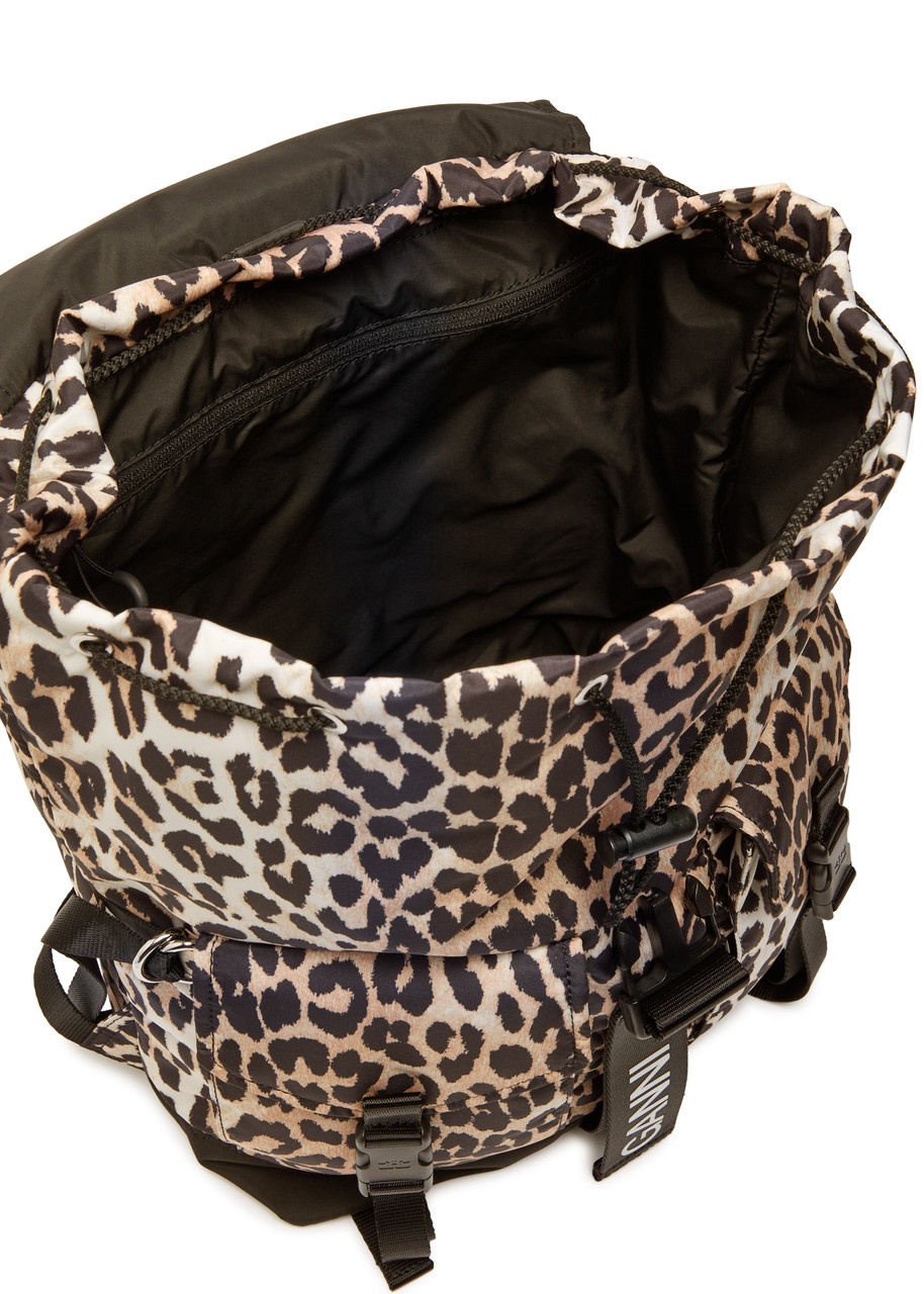 Ganni Leopard-print Nylon Backpack - 4