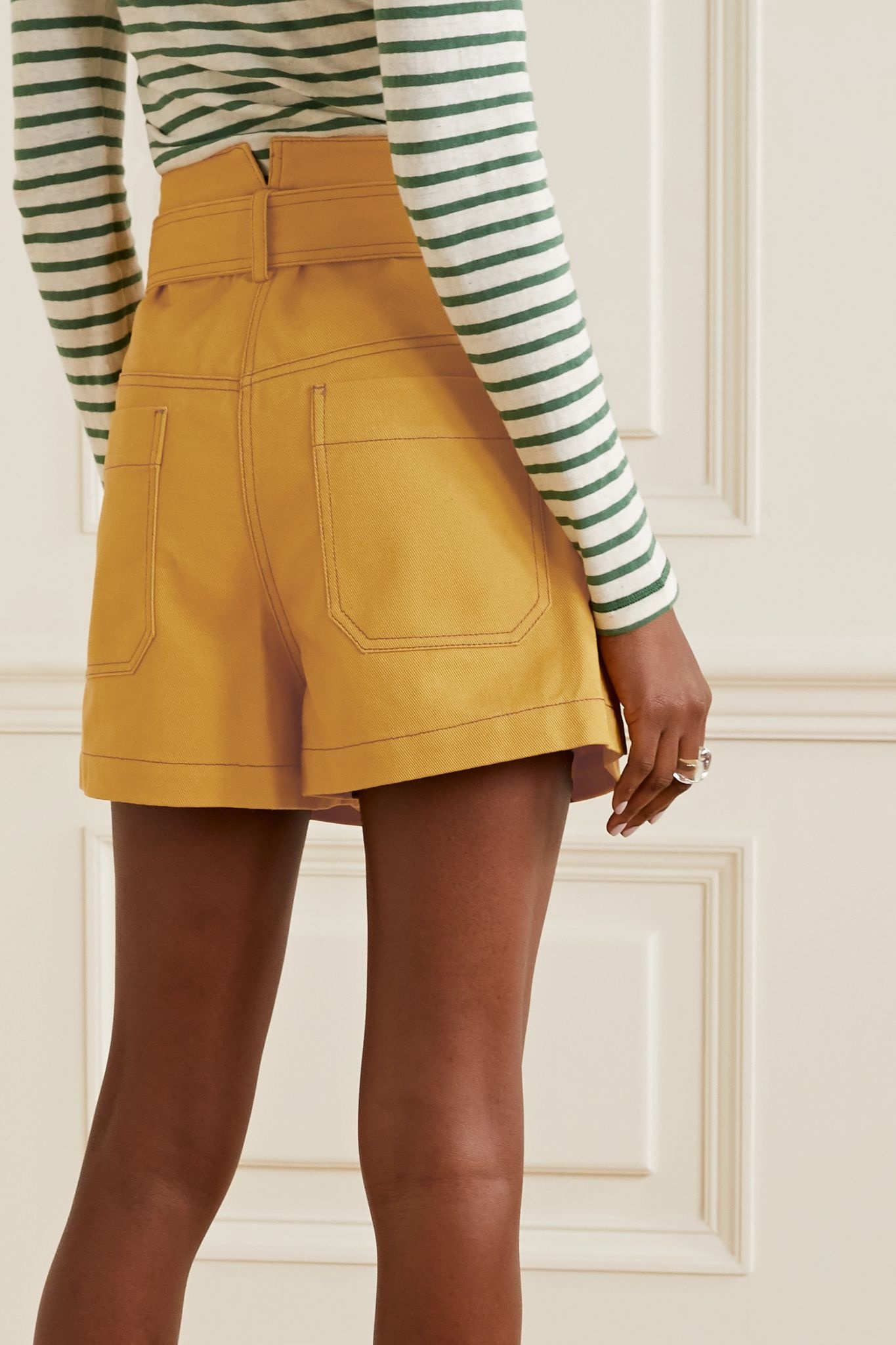 Belted cotton-twill shorts - 3