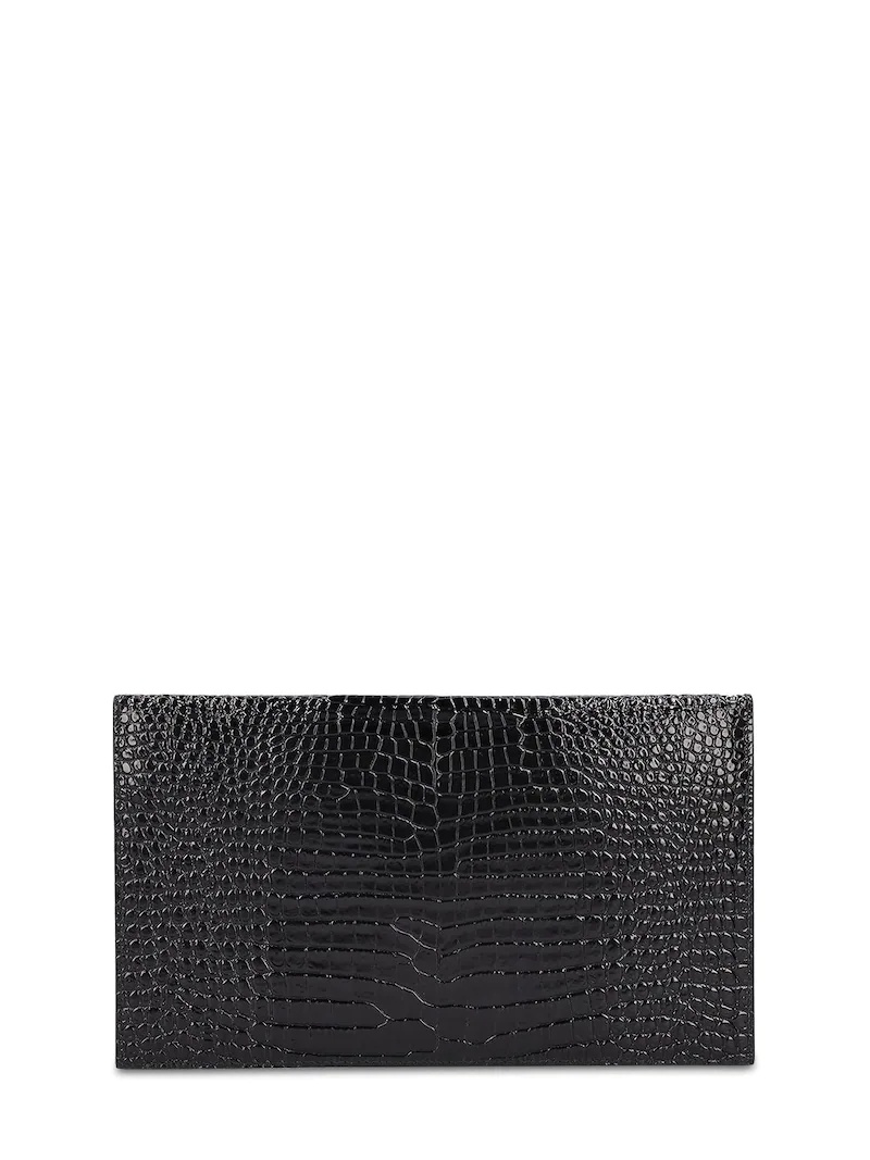 CROC EMBOSSED LEATHER POUCH - 6