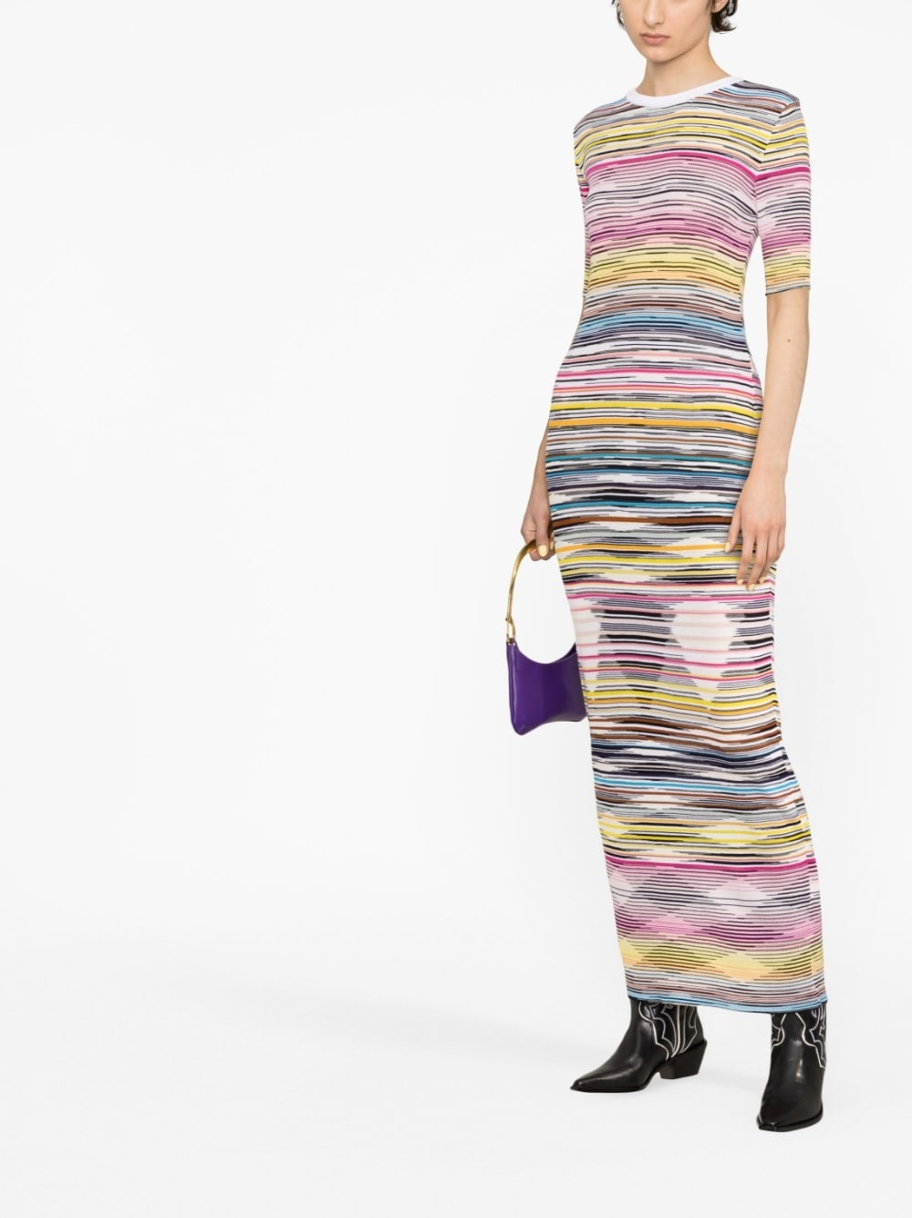 striped knitted maxi dress - 3