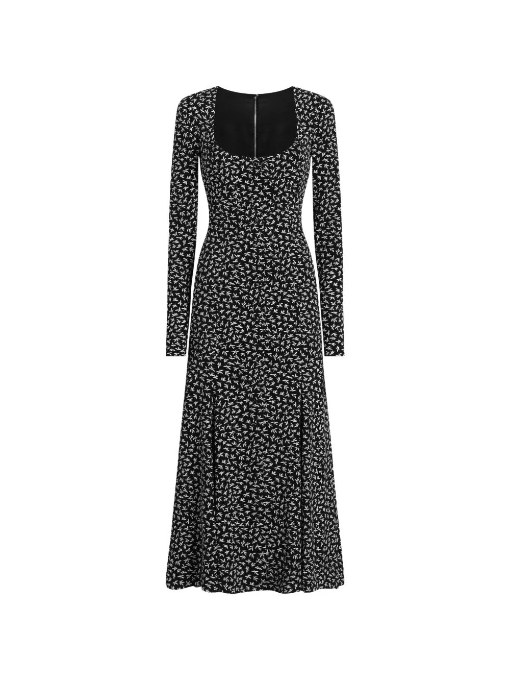 leaf-print charmeuse dress - 1