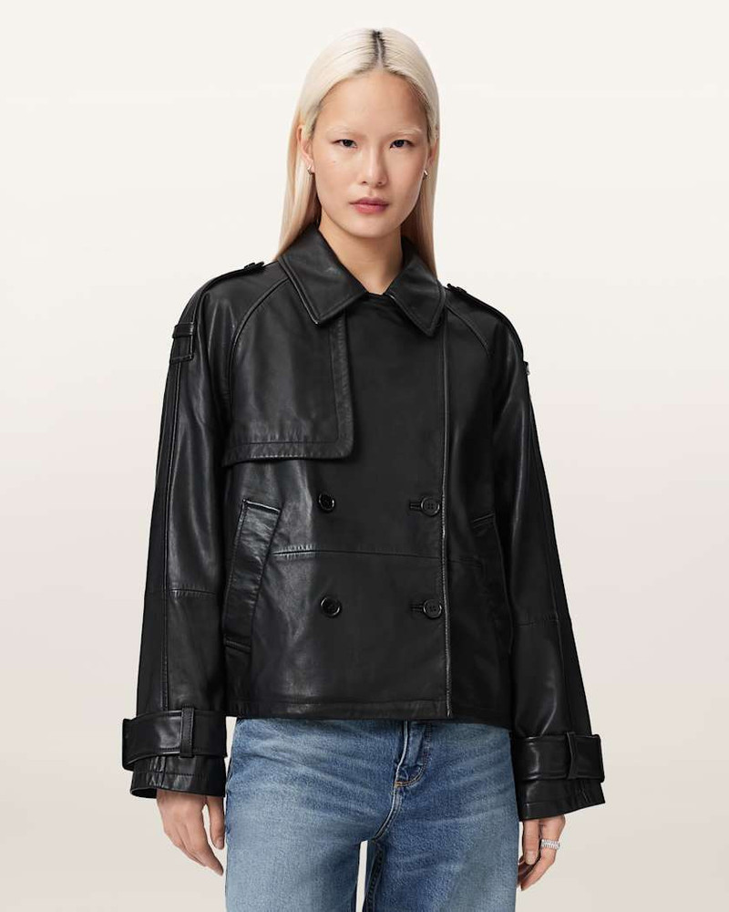 ALLSAINTS REYA CROPPED LEATHER MAC outlook