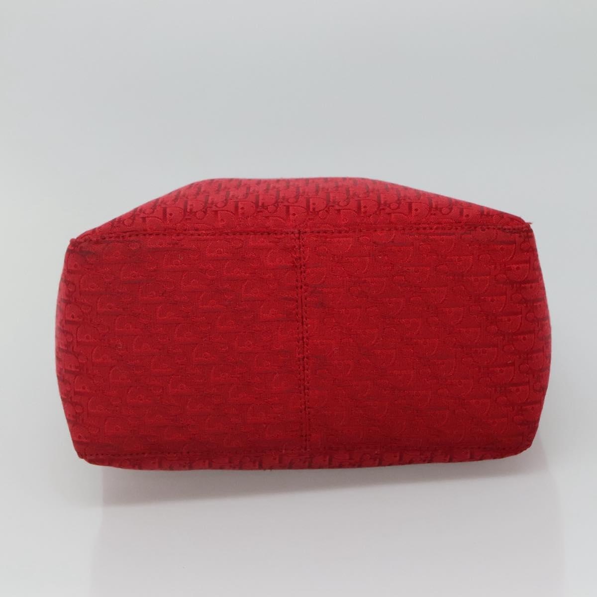 DIOR Trotter Canvas Hand Bag Red Silver - 5