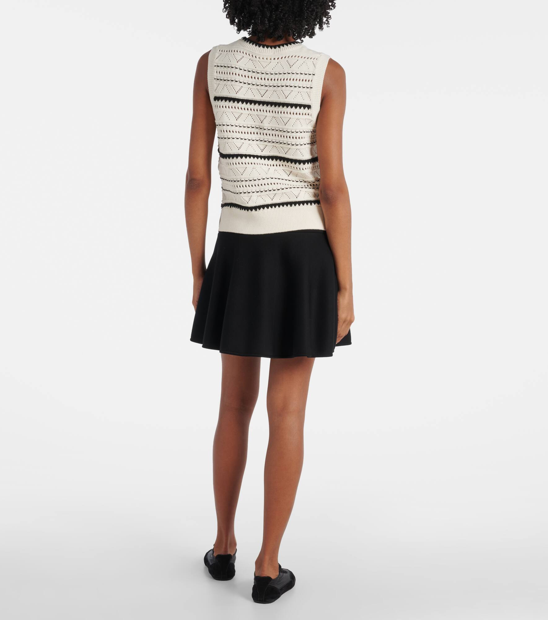 Athena pointelle cotton sweater vest - 3