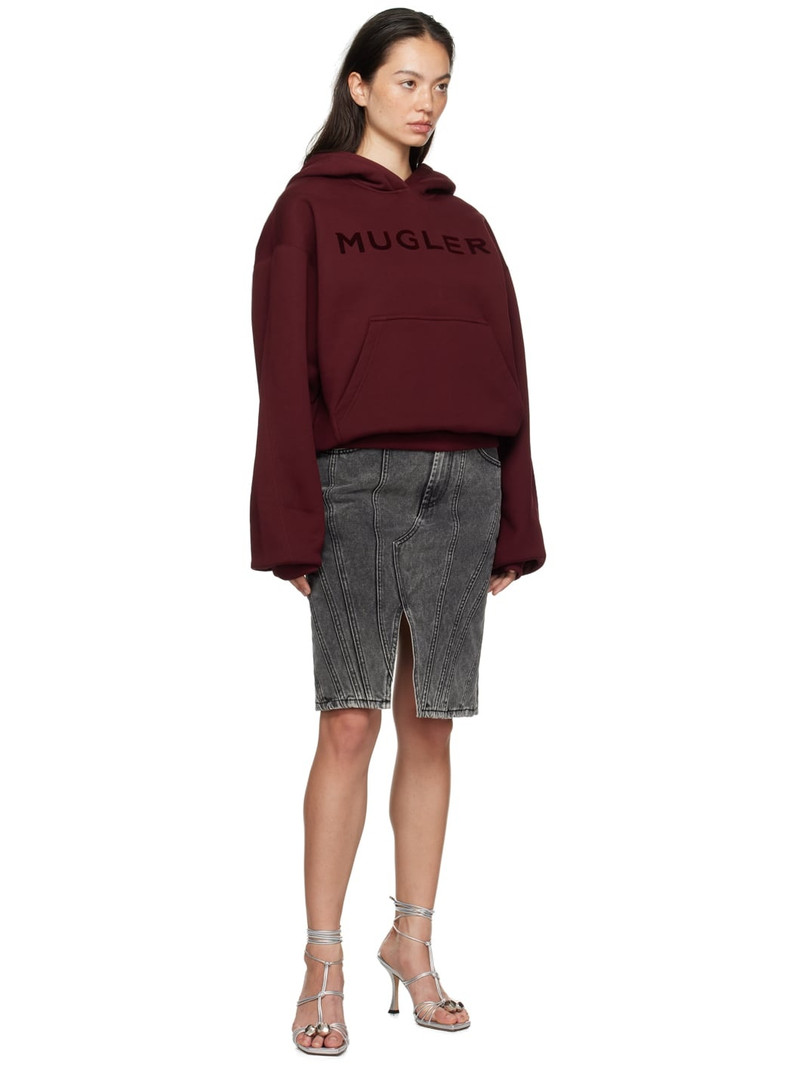 MUGLER Gray Spiral Denim Midi Skirt outlook