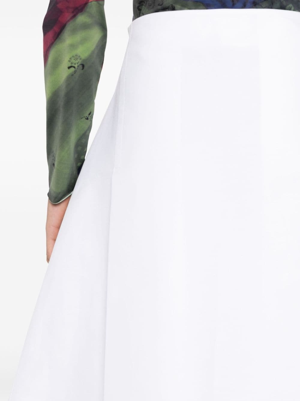 pleat-detail cotton midi skirt - 5