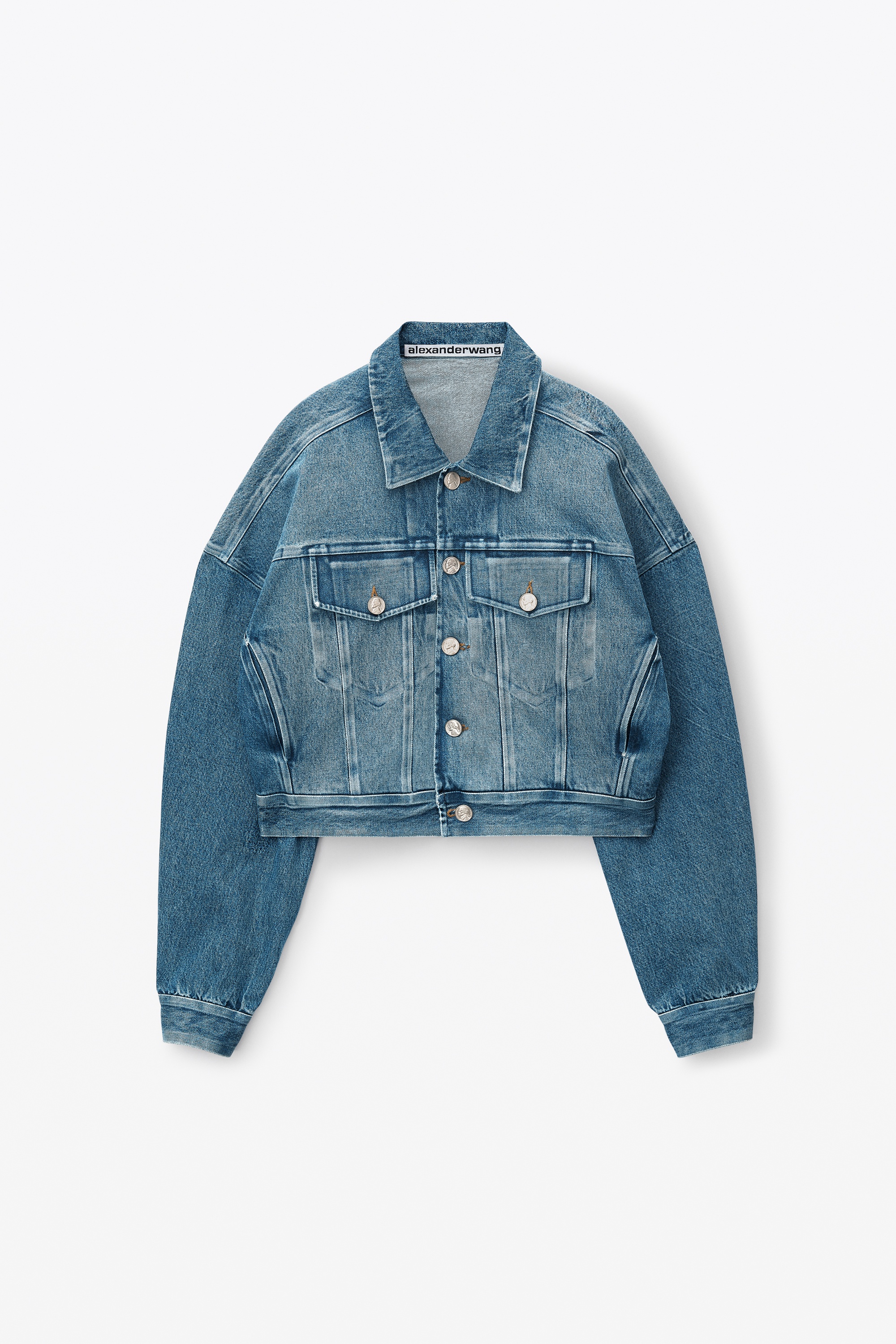 denim rounded trucker jacket - 1