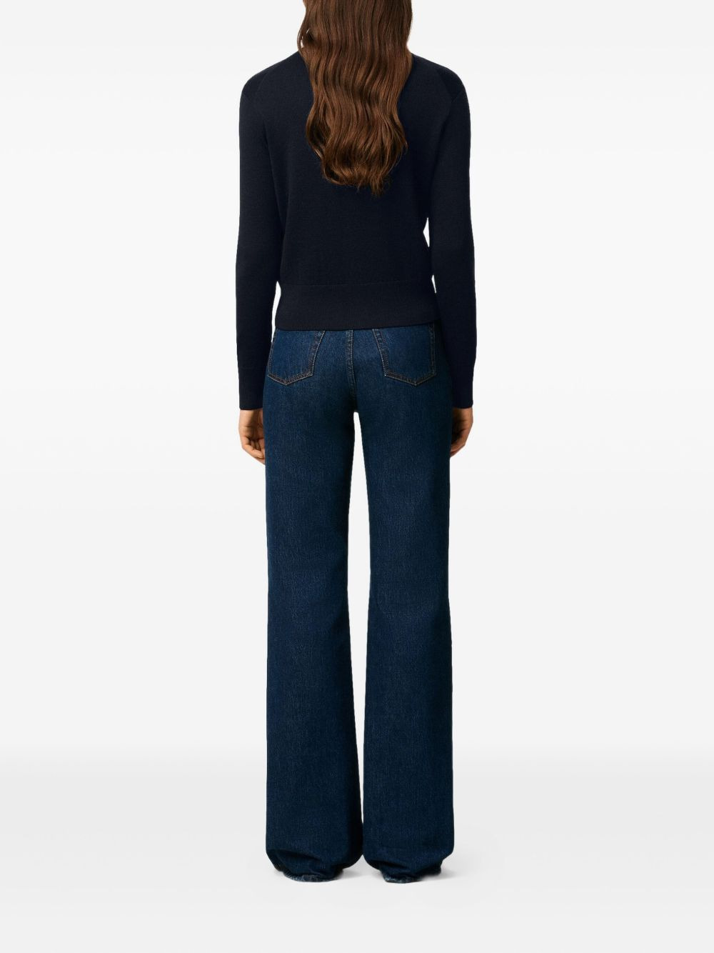 heart-embroidered wool cardigan - 4