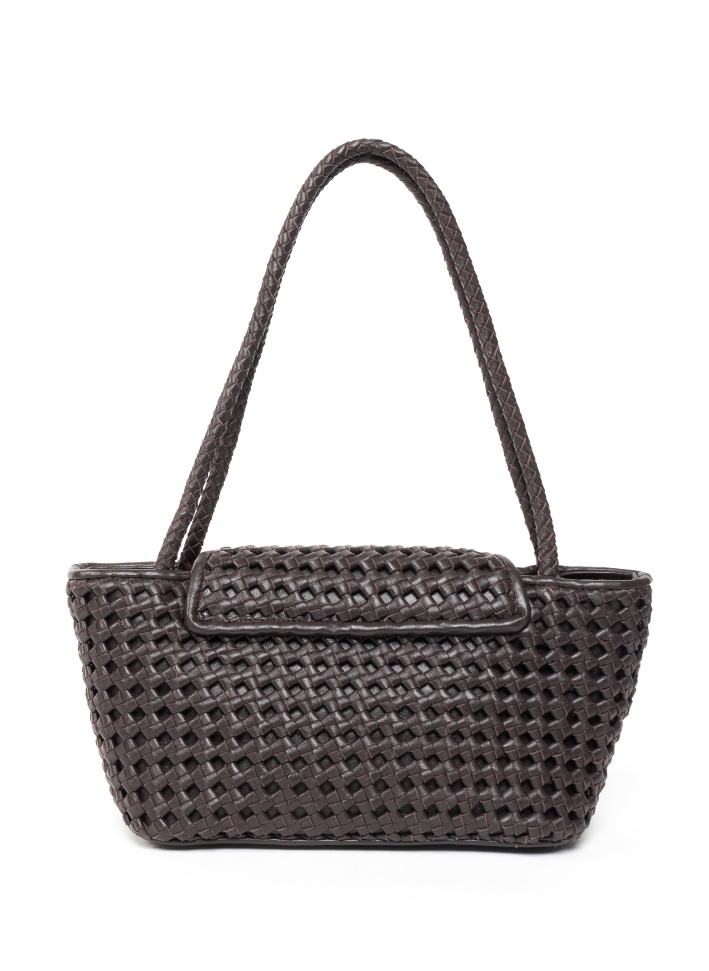 Courrier Tote Woven Leather Dark Brown - 3