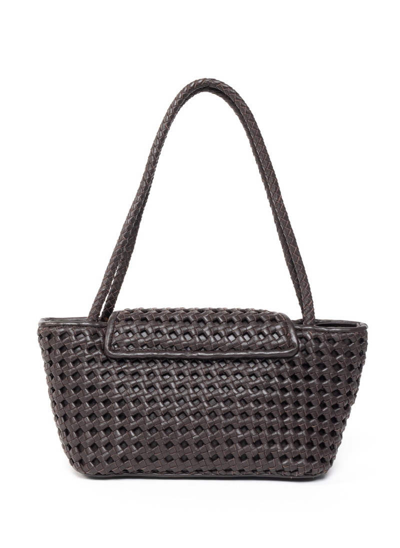 Courrier Tote Woven Leather Dark Brown 3