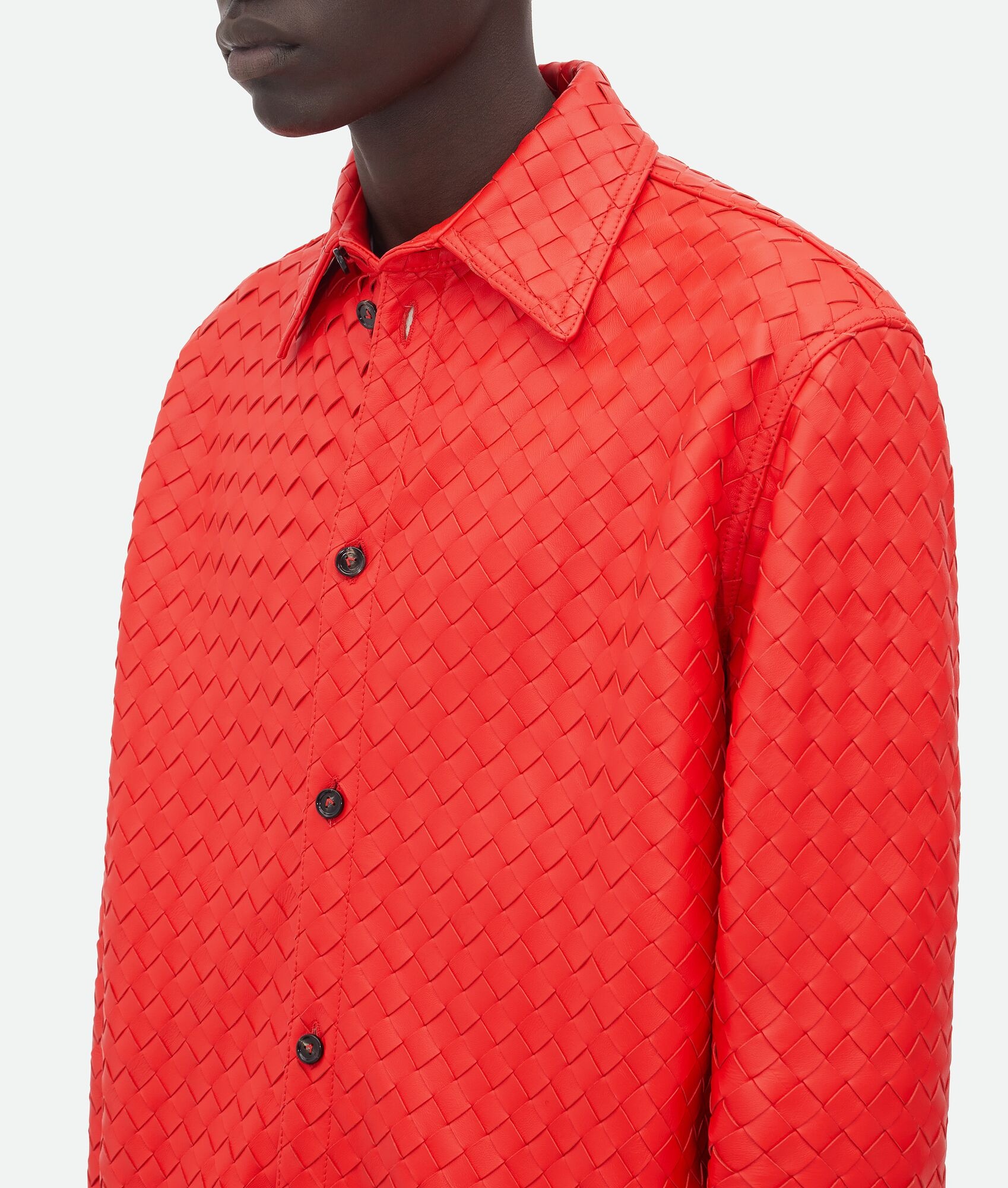 Intrecciato Relaxed Leather Shirt - 4